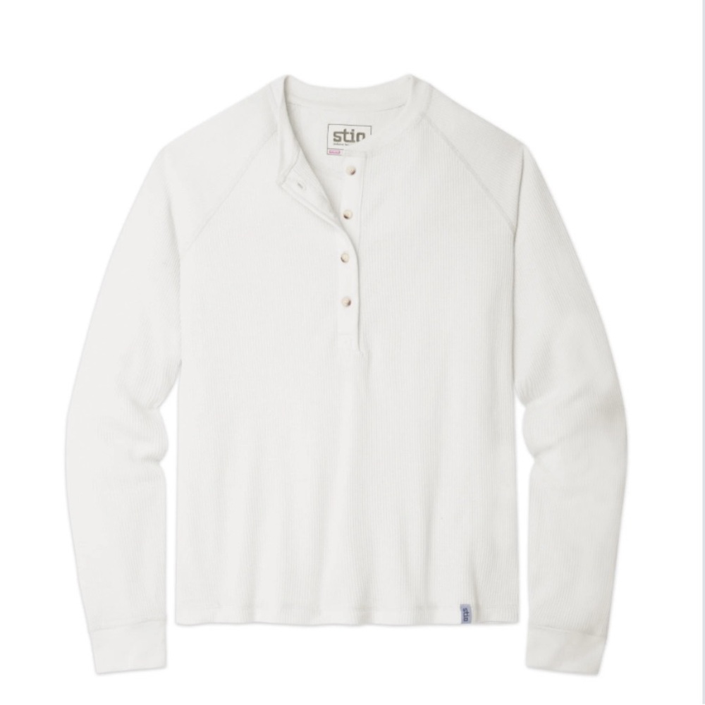 Stio Women's White Waffle Henley Pullover